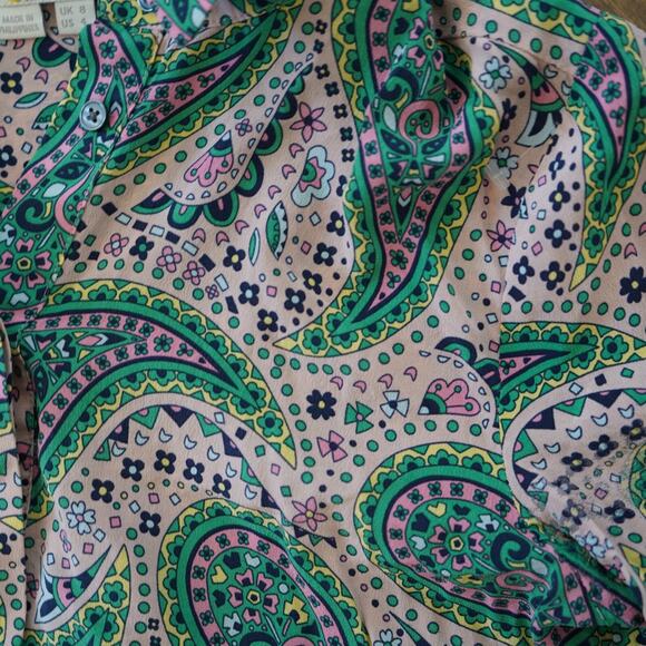 Boden 100% Silk Shirt in Chalky Pink Groovy Paisley US 4 - Picture 7 of 7